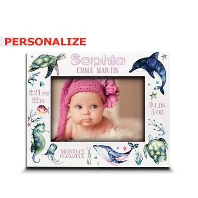 PERSONALIZE-Baby Picture Frame-Birth Announcement-Baby Name frame-Sea Animals