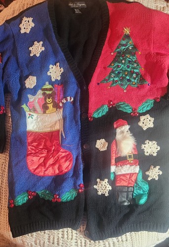 VINTAGE Ugly Tacky Weihnachtspullover Unisex Work In Progress Herren Damen XL - Bild 1 von 9