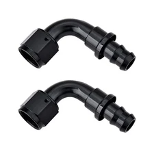2PC Push on Lock Hose Fitting 90 Degrees Oil/Fuel/Gas Line Adapter 6AN 8AN 10AN