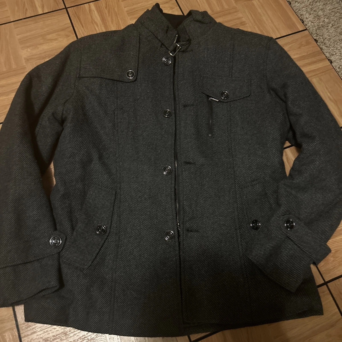 Chouyatou men's winter stylish wool blend single breasted military peacoat sale