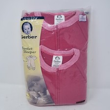 New Vintage Gerber Baby Blanket Sleeper Footie Pajamas 3T 29-32 lbs Pink 2 Pack