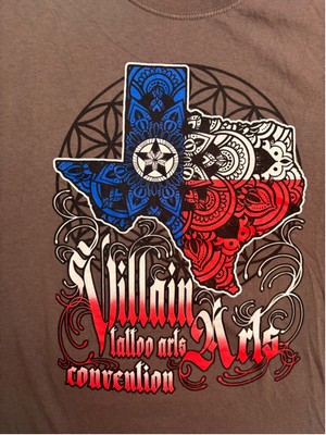Villain Arts Tattoo Arts convention Graphic T-shirt Men's Size M Brown