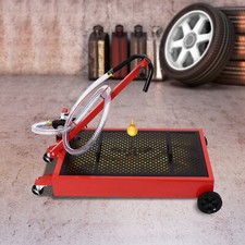 Oil Drain Pan Low Profile with Electric Pump 120W and Wheels Car Truck 17Gal