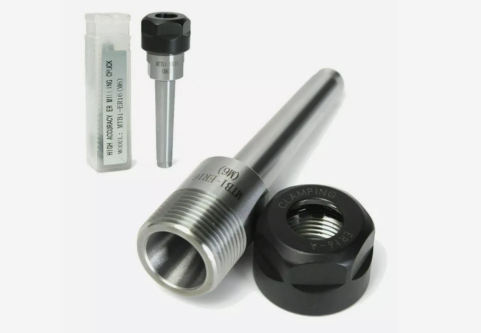 MTB1 ER16 Collet Chuck Holder Shank CNC M6 Thread Milling Lathe Rod & MT1 Taper - Image 3 of 4