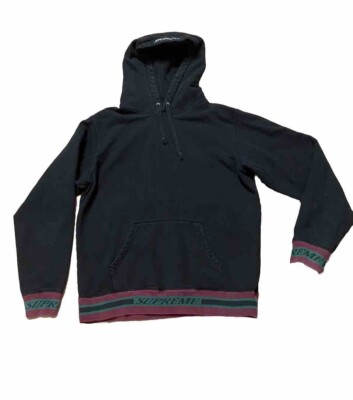 Supreme Striped Rib Hooded Sweatshirt Medium