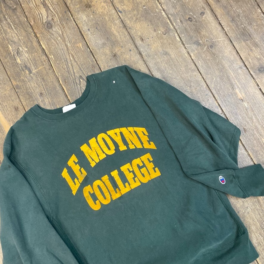 Champion Sweatshirt Mens 80s Reverse Weave Le Moyne Warm Up Jumper, Green, XL image 3