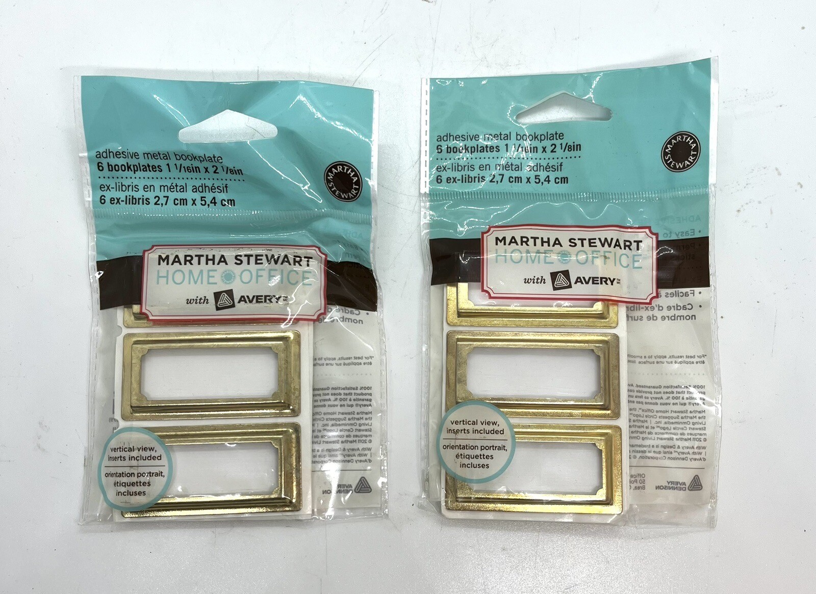 Martha Stewart Adhesive Metal Bookplates 11/16" x 21/8" (12 Total /2