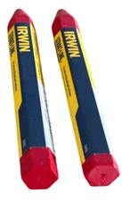 2x Irwin RED Strait Line Markers 66401ZR - Lumber Crayon (Oily & Wet Surfaces)