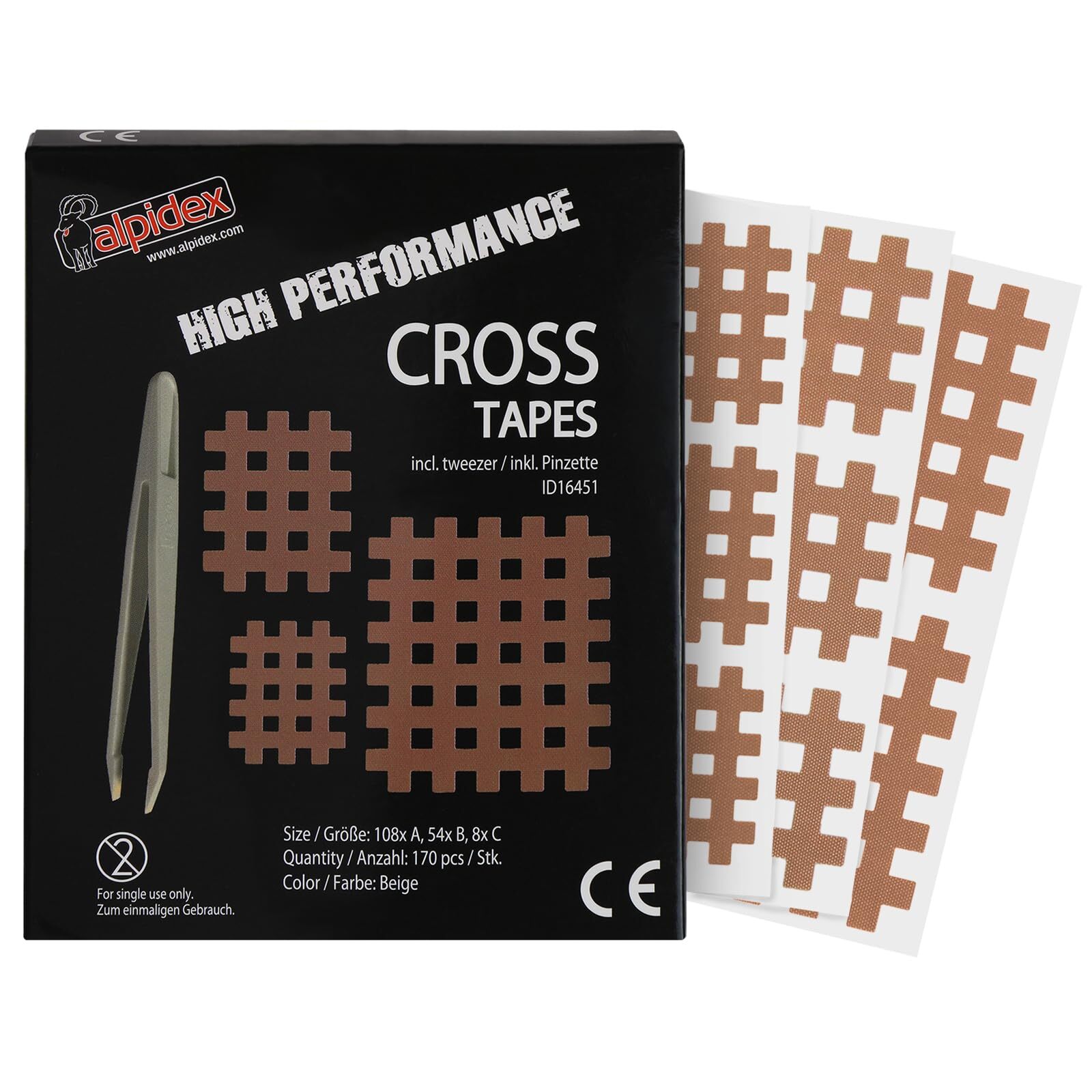 Cross Tape 170 Stück - Größe A.B und C - beige - Gitter Tapes Gitterpflaster ...