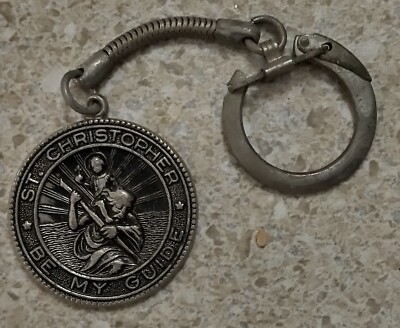 Vintage ''ST CHRISTOPHER BE MY GUIDE'' Keychain Name Engraved On Back GRACE REITZ