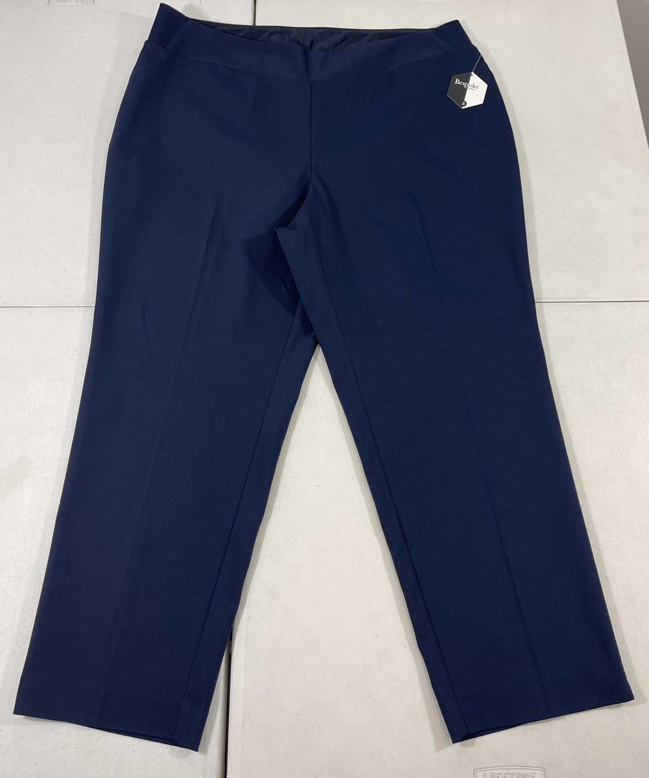 Women’s Bespoke Couture Navy Blue Dress Pants Plus Si… Gem