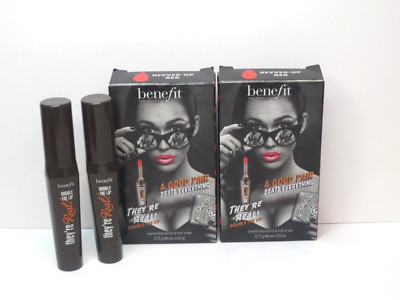 BENEFIT THEY'RE REAL! DOUBLE THE LIP REVVED-UP RED 0.02 OZ BOXED *LOT OF 2*