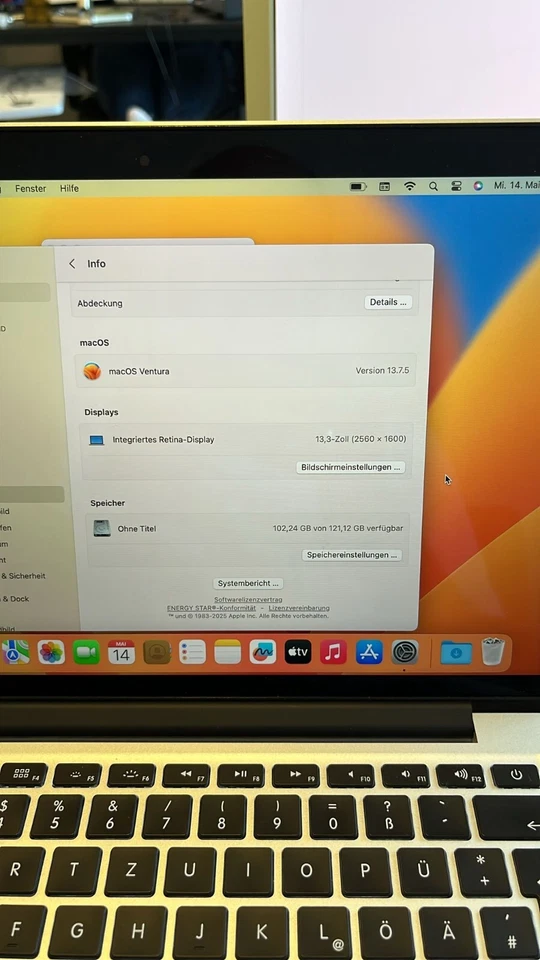 Apple MacBook Pro 13 Retina mitte 2014 Notebook i5 2.4 Ghz Ventura 13.7.5 OVP - Bild 4 von 4