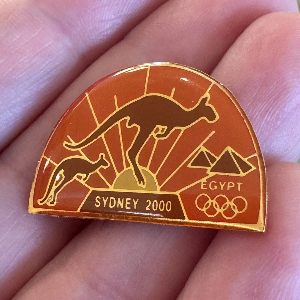 Prendedor raro vintage 2000 Sydney Egipto equipo olímpico NOC canguros pirámides naranja Foto 4 de 4