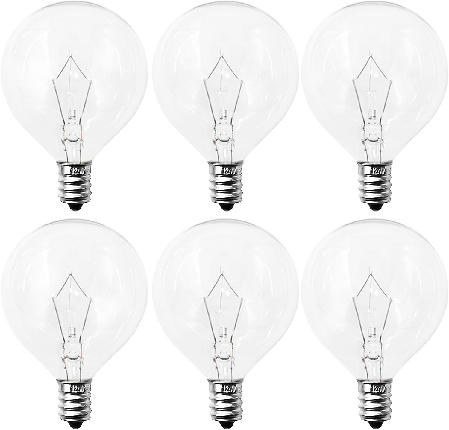 40 Watt E12 Candelabra Base round Bulbs,G50 Light Bulbs for Full Size Scentsy Wa