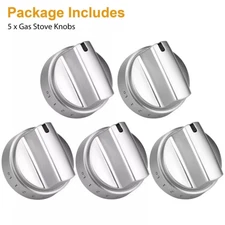 5 P Stainless Steel Look Control Knob Kits For GE Gas Range Stove WB03X24818*&*