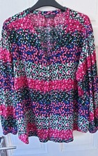 M&S multicoloured cotton blend oversized relaxed floral blouse shirt uk 14 boho