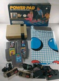Original Nintendo NES Console With Power Pad In Box 2 Controllers 5 Games Tested