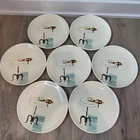 Red Wing Hearthside Dinner Plates Set of 7 MCM 60's USA Made Handpainted EUC