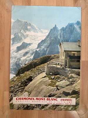 Vintage 1962 Chamonix Mont-Blanc Poster Refuge du Couvercle French Alps Art