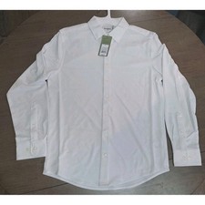 Goodfellow  Co Men's White Performance Pique Button Down Long Sleeve Size Small