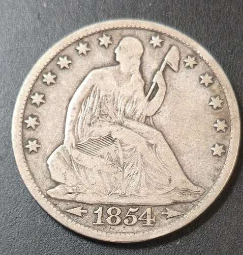 1854 "O" Arrows Seated Liberty Half Dollar Silver Coin. XF++ CONDITION!!!