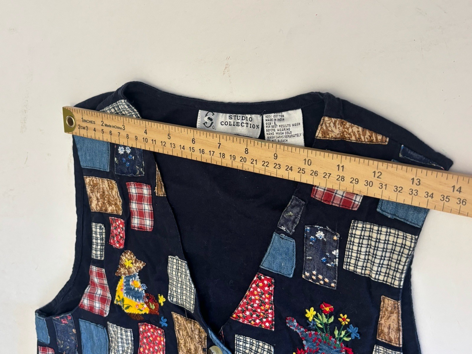 Vintage 90s Studio Collection Patchwork Cat Vest … - image 6