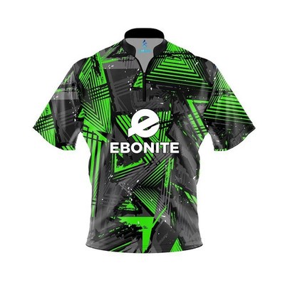 (Custom Name) - Ebonite Green Triangles Bowling Jersey Size S-5XL