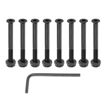 8 Set 2" Skateboard Hardware Bolt Carbon Steel with Hexagon Wrench, Black