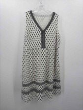 Pre-Owned Pure Jill White Size Large Printed Shift Knee Length Sleeveless Dress