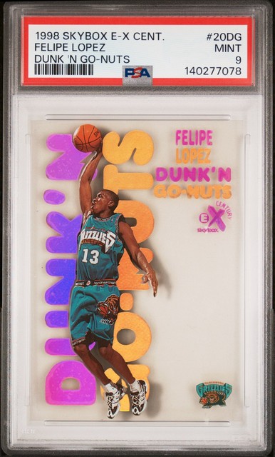 1998 SKYBOX E-X CENTURY DUNK 'N GO-NUTS #20DG FELIPE LOPEZ PSA 9