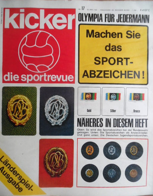 KICKER 17 - 1965 Z BRD-Zypern 5:0 1860-AC Turin 0:2 UEFA-Finale DDR-England 3:2