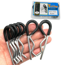 6 Pcs Heavy Duty Rubber-Coated R Pins Hitch Clips Cotter Pins Trailer M3.5X75mm