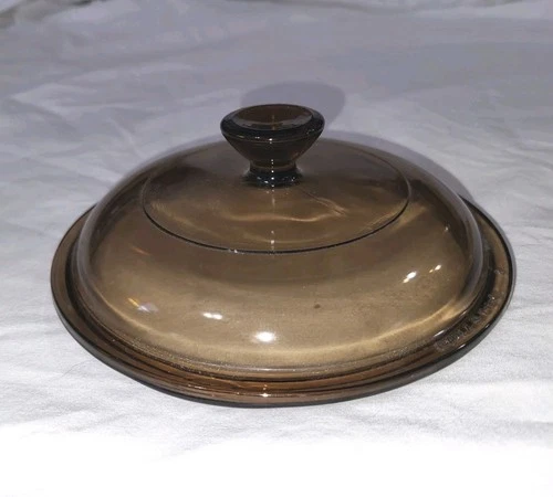 Vintage Pyrex V-1-C B Amber Glass Replacement Lid for 1.5L Saucepan Vision Ware