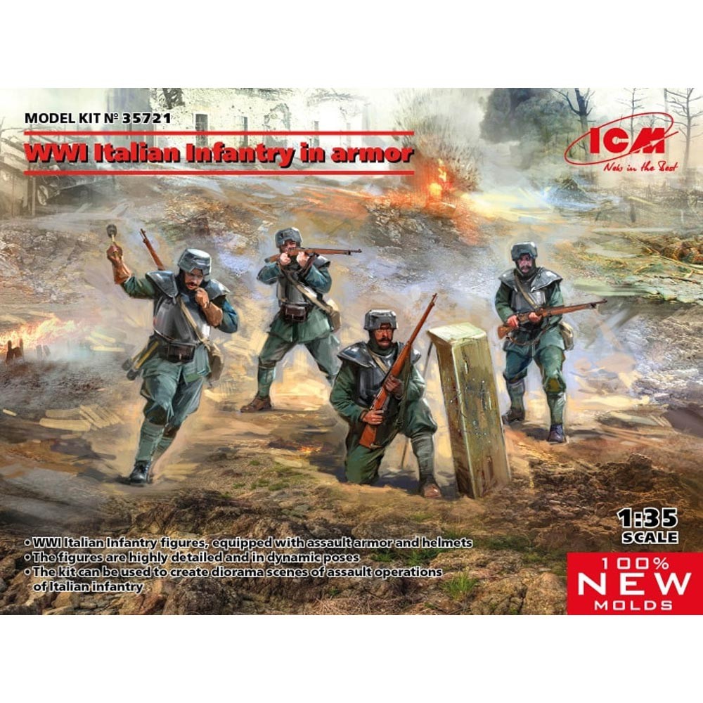 ICM 35721 WWI Italian Infantry In Armour 1:35 Figures Plastic Model Kit