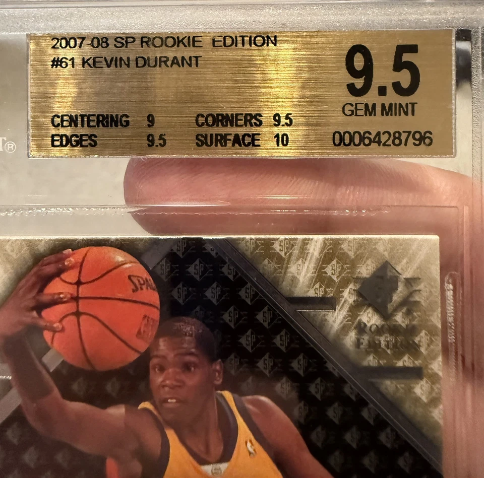 2007-08 SP Rookie Edition Kevin Durant #61 BGS 9.5 GEM MINT RC Seattle Houston - Image 3 of 3