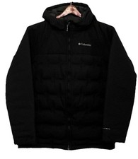 Columbia Puffer Jacket Boys Large 14-16 Black Omni-Heat Hooded Coat Quilted