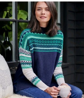 Woolovers Fair Isle Pullover 100% Wolle Gr. XL Damen Weihnachtspullover 