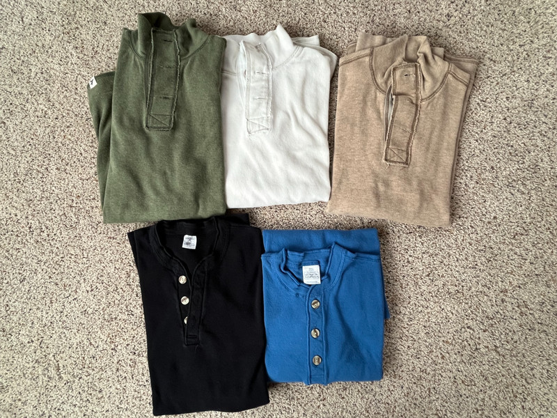 Lot of 5 Men's Thermal Long Sleeved Shirts - Size Small & Medium