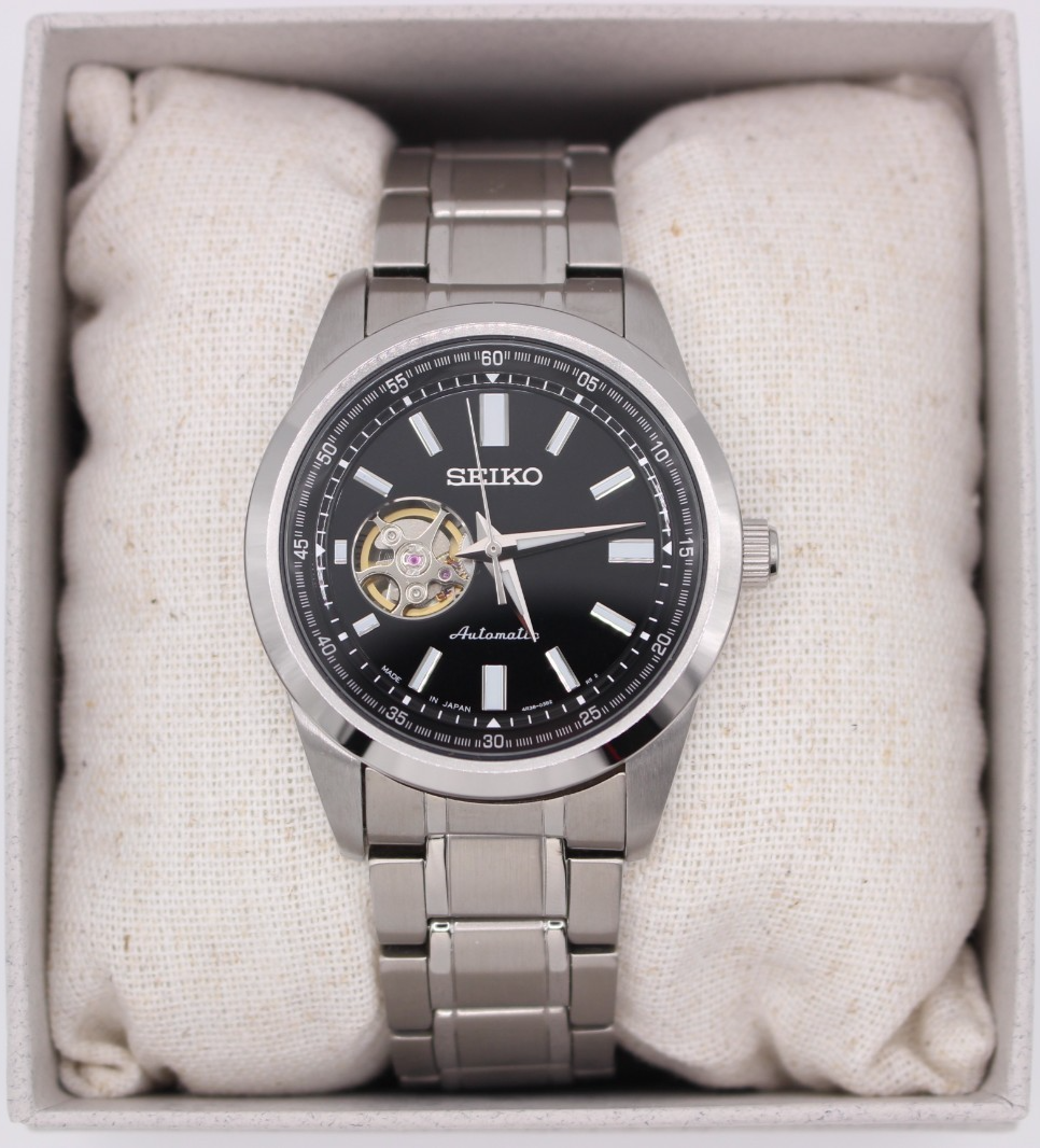 SEIKO SCVE053 Black Dial Automatic Mechanical Skeleton Watch Made