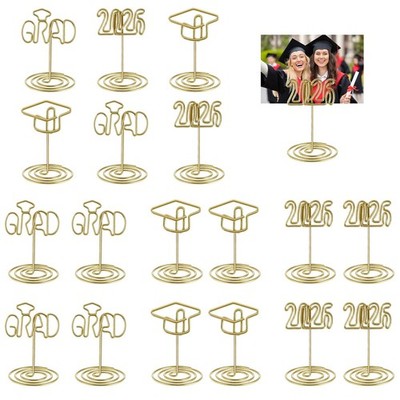 18Pcs 2026 Graduation Gold Photo Holders For Table Centerpieces, Grad Cap Pictur