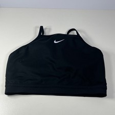 Nike Dri-FIT Sports Bra Womens M Black Center Swoosh Workout Fitness Gym Yogo