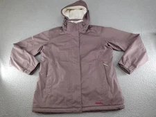 Cabelas Jacket Womens Large Purple Dry Plus Hooded Waterproof Fleece Lined Coat