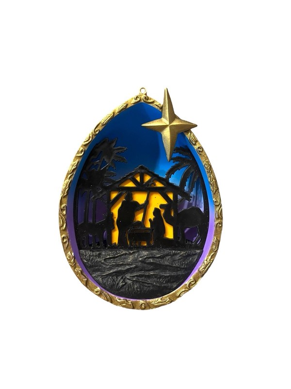 Nativity Silhouette Christmas Ornament Illuminates Isaiah 9:6 Carlton Cards 2006
