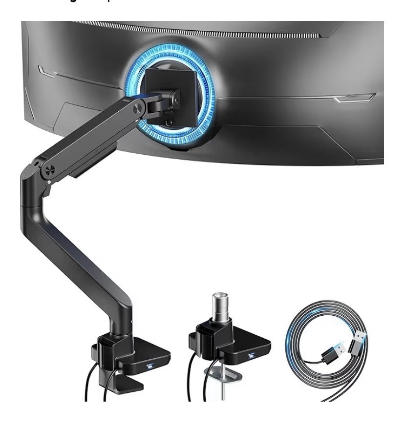 ARES WING Ultrawide Monitor Arm with USB A/C,for 17 to 49 inch Heavy Duty Screen