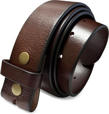 Full Grain Leather 1-1/2" Wide Belt Strap with Snaps, Heavy-Duty Design
