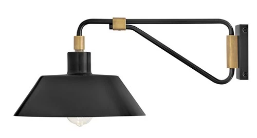 Hinkley Lighting 28824 Brewster 9" Tall Wall Sconce - Black / Heritage Brass - Picture 3 of 4