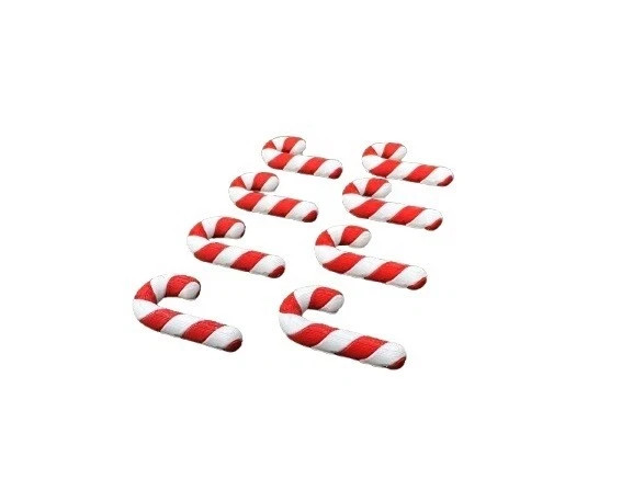 8 Pcs Mini Candy Cane Charms – Cute Plastic Christmas Craft Decorations