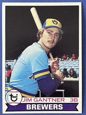 1979 Topps Baseball Card #154 Jim Gantner Brewers NRMT.  Ship 8 For $2
