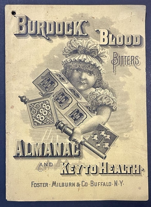 Antique 1888 Burdock Blood Bitters Almanac And Key To Health, Buffalo, NY